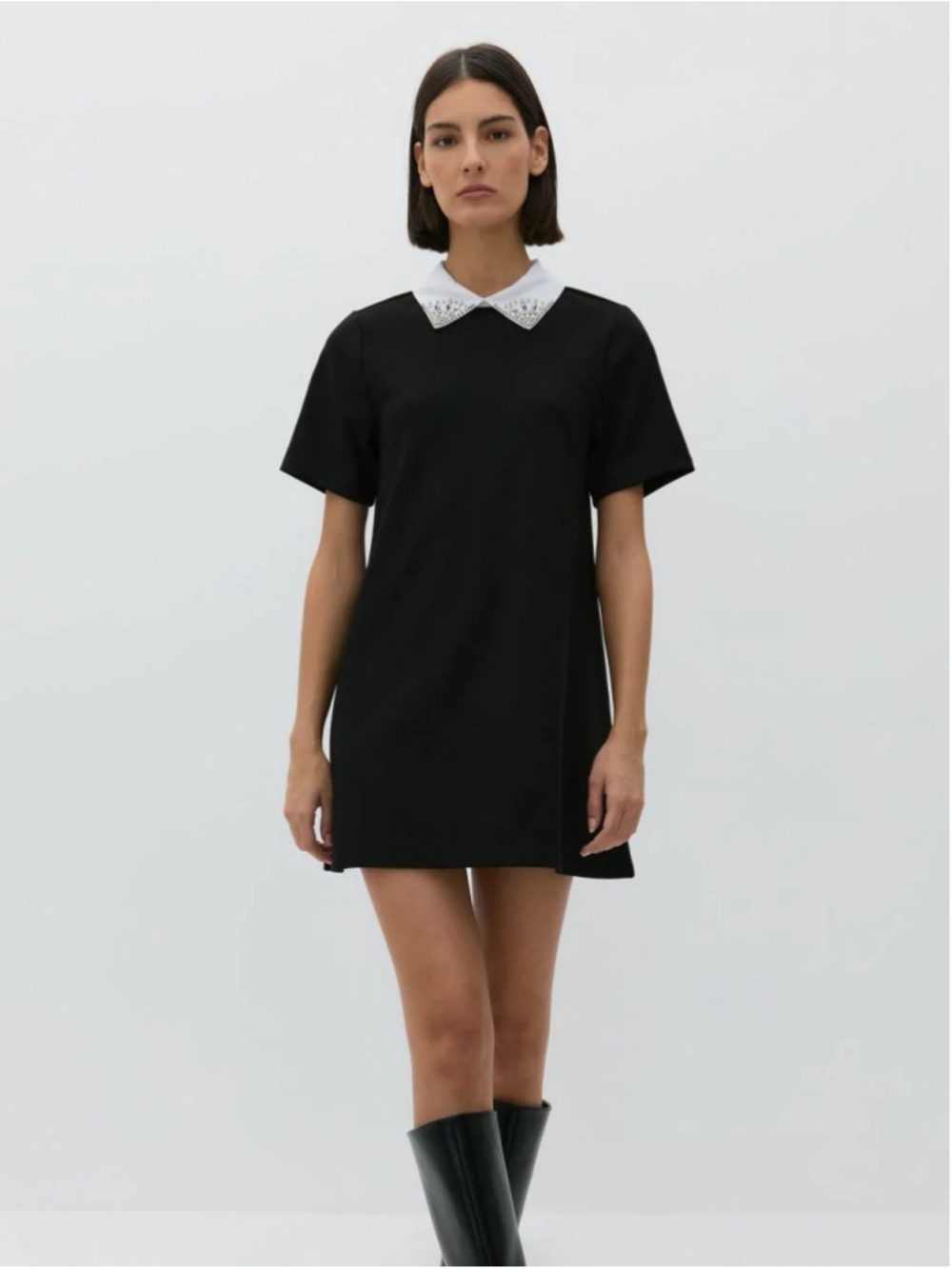 Zara Trafaluc Dress with a Rhinestone Collar Women’s Size M Black Mini